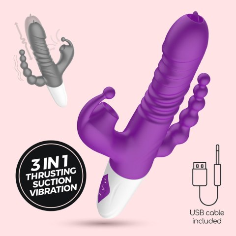 Wibrator punktu G Crushious Wrangler z posuwem i ssaniem USB 23 cm
