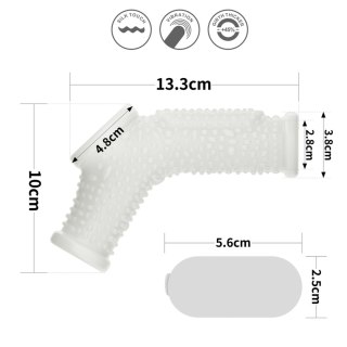 Wibrujący pierścień erekcyjny Lovetoy z rękawem mosznowym biały 13 cm