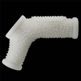 Wibrujący pierścień erekcyjny Lovetoy z rękawem mosznowym biały 13 cm