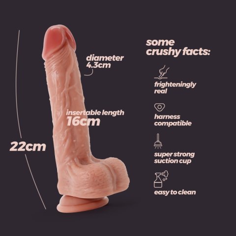 Dildo realistyczne Crushious Inviktus płynny silikon 22 cm cielisty