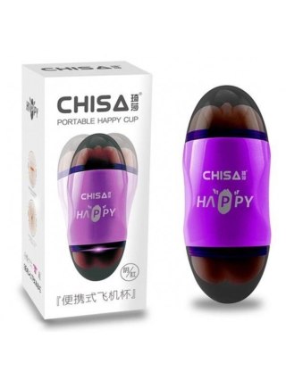 Masturbator Happy Cup dwuotworowy fioletowy 19 cm