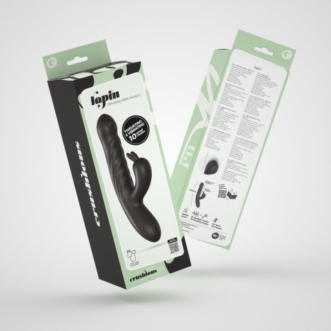 Wibrator króliczek Crushious Lapin silikonowy czarny USB 21,5 cm
