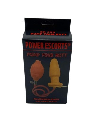 Wibrujący korek analny pompowany Power Escorts silikonowy 10 cm miąższowy