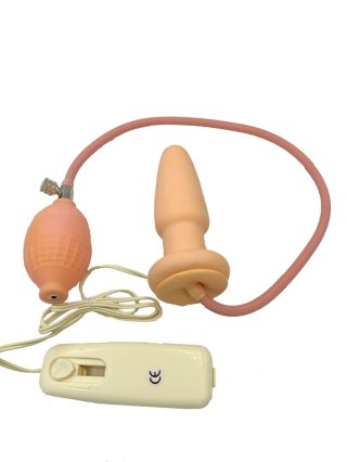 Wibrujący korek analny pompowany Power Escorts silikonowy 10 cm miąższowy