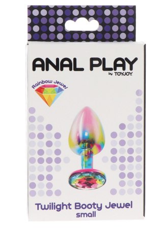 Aluminiowy korek analny z tęczowym klejnotem Twilight ToyJoy mały 7 cm