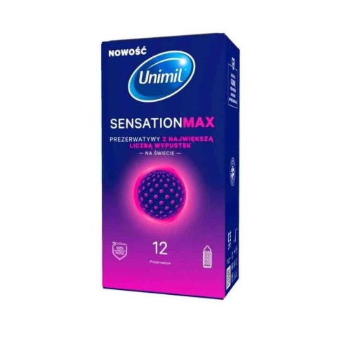Prezerwatywy kropkowane Unimil Sensation Max transparentne 12 szt 53 mm