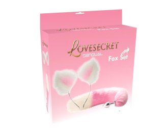 Zestaw lisiego ogonka i uszu Lovesecret różowo biały 20 cm