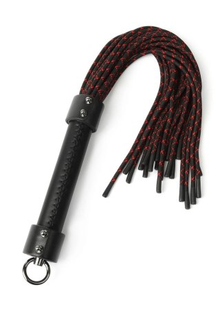 Skórzany flogger z supłami Hidden Desire 55 cm czarno czerwony