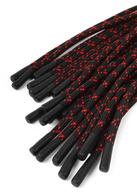 Skórzany flogger z supłami Hidden Desire 55 cm czarno czerwony