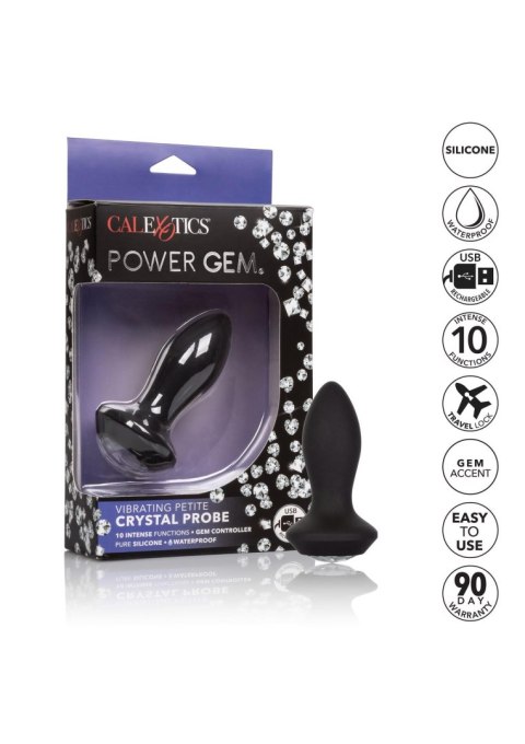 Wibrujący plug analny Calexotics Petite Crystal Probe czarny 9.5 cm