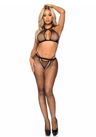 Bodystocking siateczkowy z cyrkoniami Leg Avenue czarny