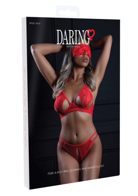 Komplet bielizny Daring Intimates czerwony L XL koronkowy z opaską