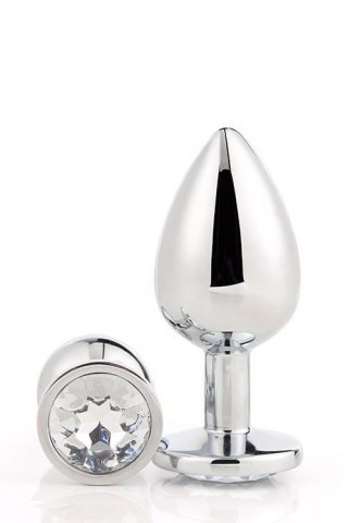 Korek analny srebrny z kamieniem Gleaming Love mały 7 cm