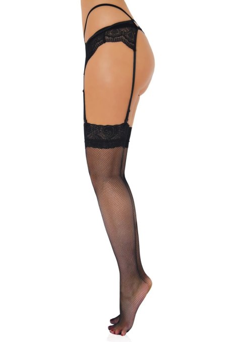Pończochy siatkowe z kwiatową koronką Daring Intimates czarne