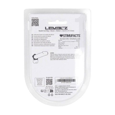 Pierścień erekcyjny silikonowy koralikowy Levelz czarny M 3,5cm