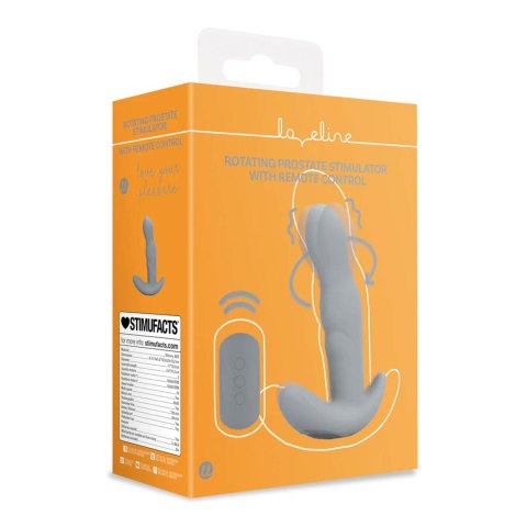 Silikonowy rotacyjny stymulator prostaty Loveline szary z pilotem 13 cm