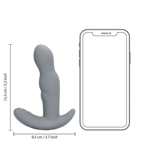 Silikonowy rotacyjny stymulator prostaty Loveline szary z pilotem 13 cm
