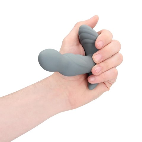 Silikonowy rotacyjny stymulator prostaty Loveline szary z pilotem 13 cm