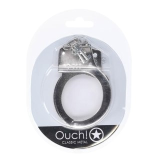 Kajdanki metalowe klasyczne Ouch! srebrne 24 cm
