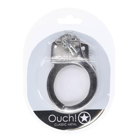Kajdanki metalowe klasyczne Ouch! srebrne 24 cm
