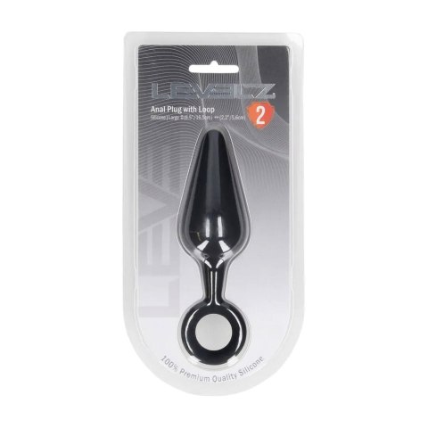 Korek analny silikonowy z pętlą Levelz L czarny 14 cm