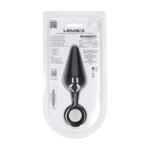 Korek analny silikonowy z pętlą Levelz L czarny 14 cm
