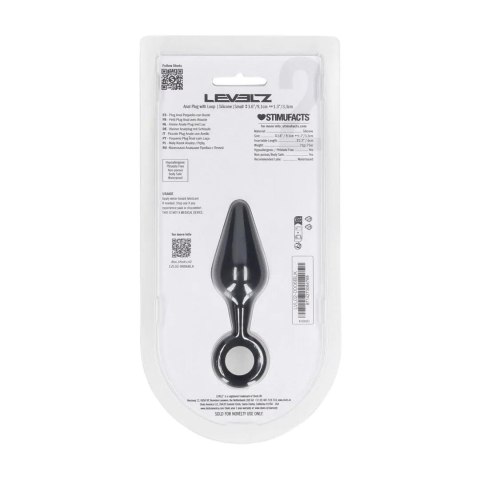 Korek analny silikonowy z pętlą Levelz S czarny 10cm