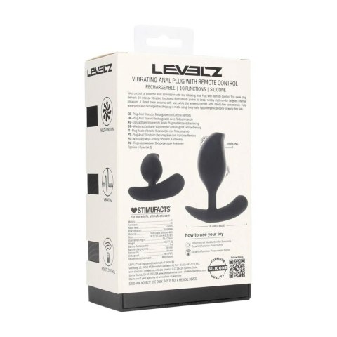 Korek analny wibrujący Levelz silikonowy z pilotem 10,6 cm czarny