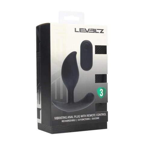 Korek analny wibrujący Levelz silikonowy z pilotem 10,6 cm czarny