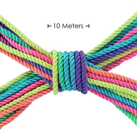 Lina bondage poliestrowa Ouch 10m multikolorowa jasna