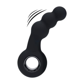 Masażer prostaty wibrujący koralikowy z pętlą silikonowy Levelz czarny 15cm