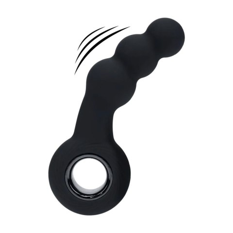 Masażer prostaty wibrujący koralikowy z pętlą silikonowy Levelz czarny 15cm