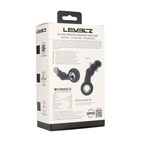Masażer prostaty wibrujący koralikowy z pętlą silikonowy Levelz czarny 15cm