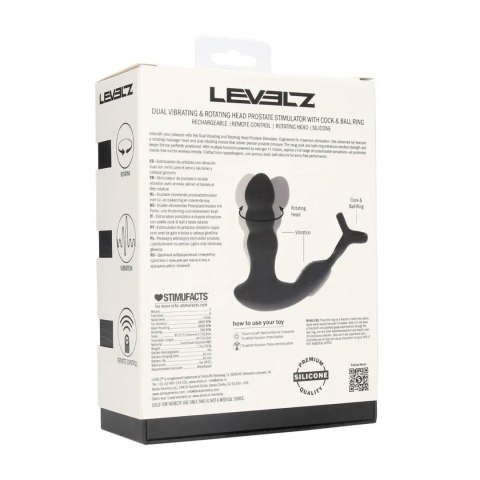 Masażer prostaty z rotującą głowicą Levelz silikonowy czarny 16,8 cm