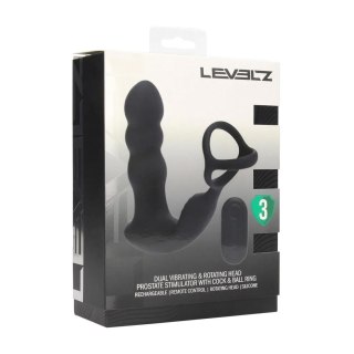 Masażer prostaty z rotującą głowicą Levelz silikonowy czarny 16,8 cm