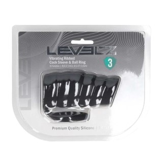 Nakładka wibrująca silikonowa żebrowana z pierścieniem Levelz czarna 4,3cm