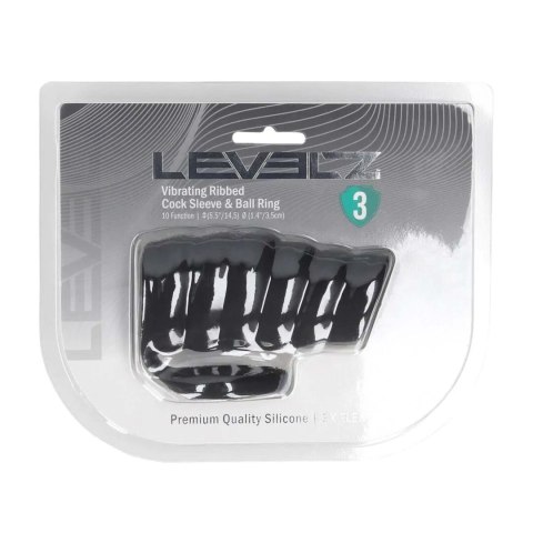 Nakładka wibrująca silikonowa żebrowana z pierścieniem Levelz czarna 4,3cm