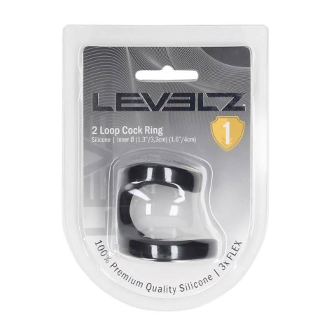 Pierścień erekcyjny dwupętlowy silikonowy Levelz czarny 4cm