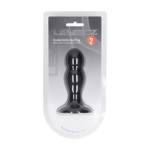 Podwójny korek analny z grzechotką silikonowy Levelz czarny M 11 cm