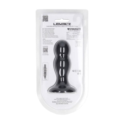 Podwójny korek analny z grzechotką silikonowy Levelz czarny M 11 cm