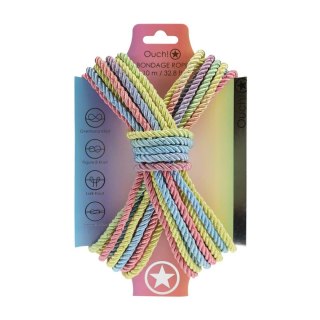 Poliestrowa lina bondage gładka Ouch 10m pastelowa wielokolorowa