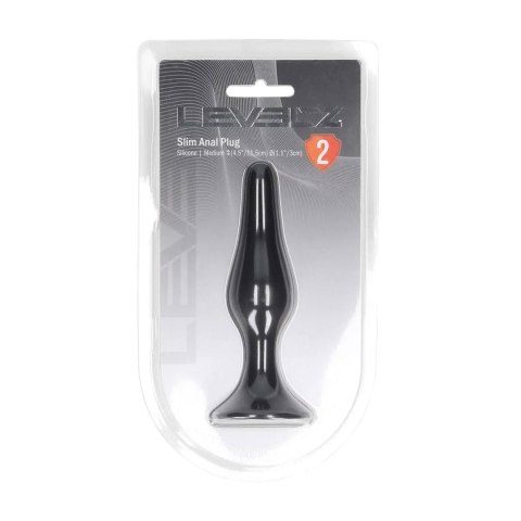 Smukły silikonowy korek analny Levelz M czarny 11,5 cm