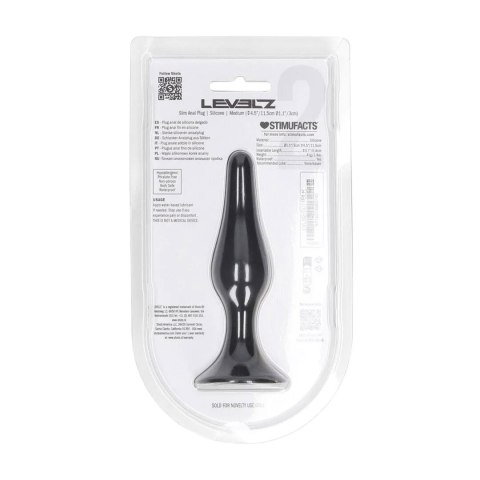 Smukły silikonowy korek analny Levelz M czarny 11,5 cm