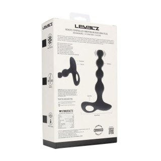 Wibrujący koralikowy korek analny silikonowy Levelz czarny 20 cm