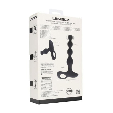 Wibrujący koralikowy korek analny silikonowy Levelz czarny 20 cm
