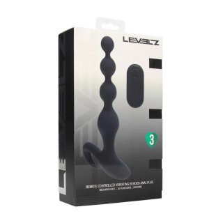 Wibrujący koralikowy korek analny silikonowy Levelz czarny 20 cm