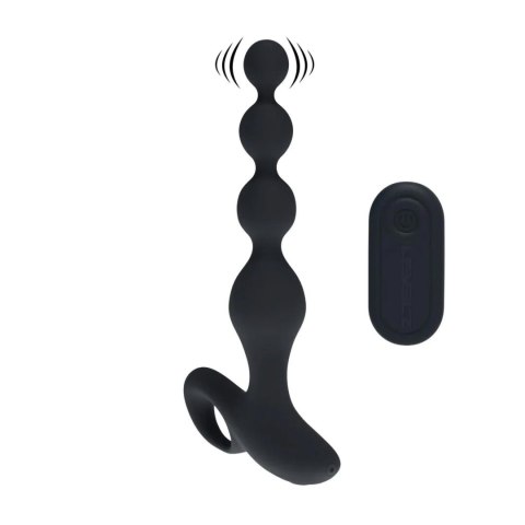 Wibrujący koralikowy korek analny silikonowy Levelz czarny 20 cm
