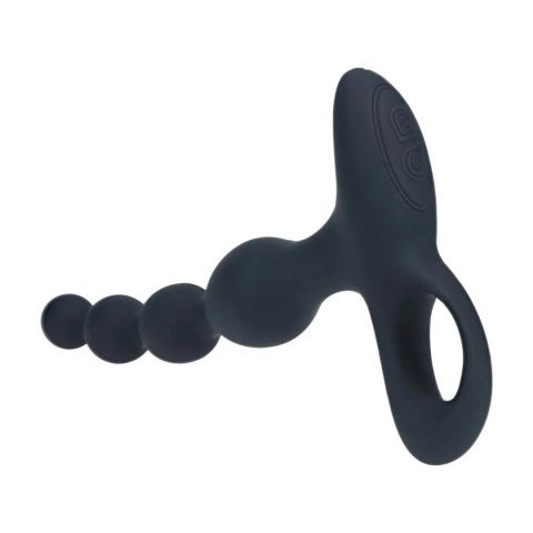 Wibrujący koralikowy korek analny silikonowy Levelz czarny 20 cm