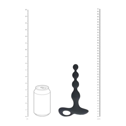 Wibrujący koralikowy korek analny silikonowy Levelz czarny 20 cm