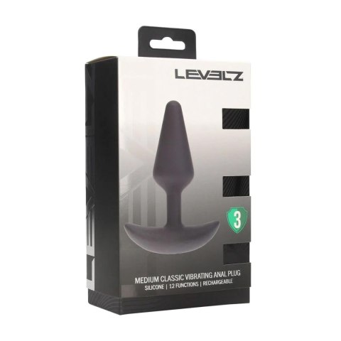 Wibrujący korek analny silikonowy Levelz M czarny 12 cm